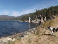 Reservoir tower from dam crest